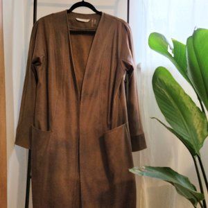 Faux Suede Walnut Duster - Light Weight Jacket